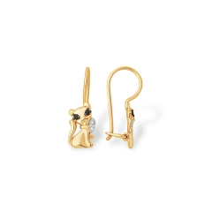 Серьги «Кошки» из красного золота 585 пробы с фианитами