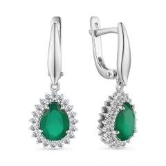 Серьги из серебра с агатами и фианитами
