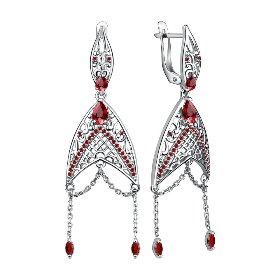 Серьги из серебра с фианитами