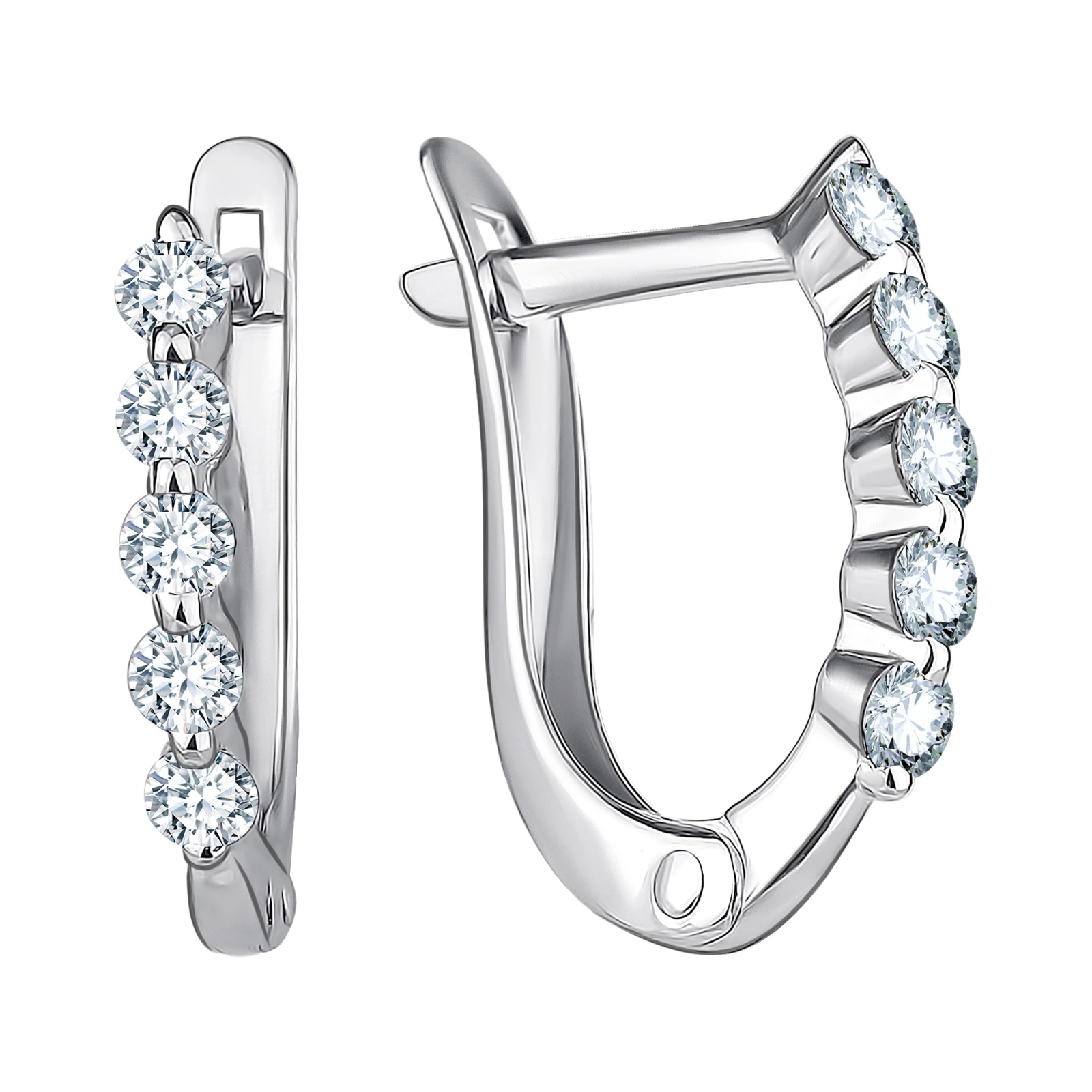 Серьги из серебра с фианитами