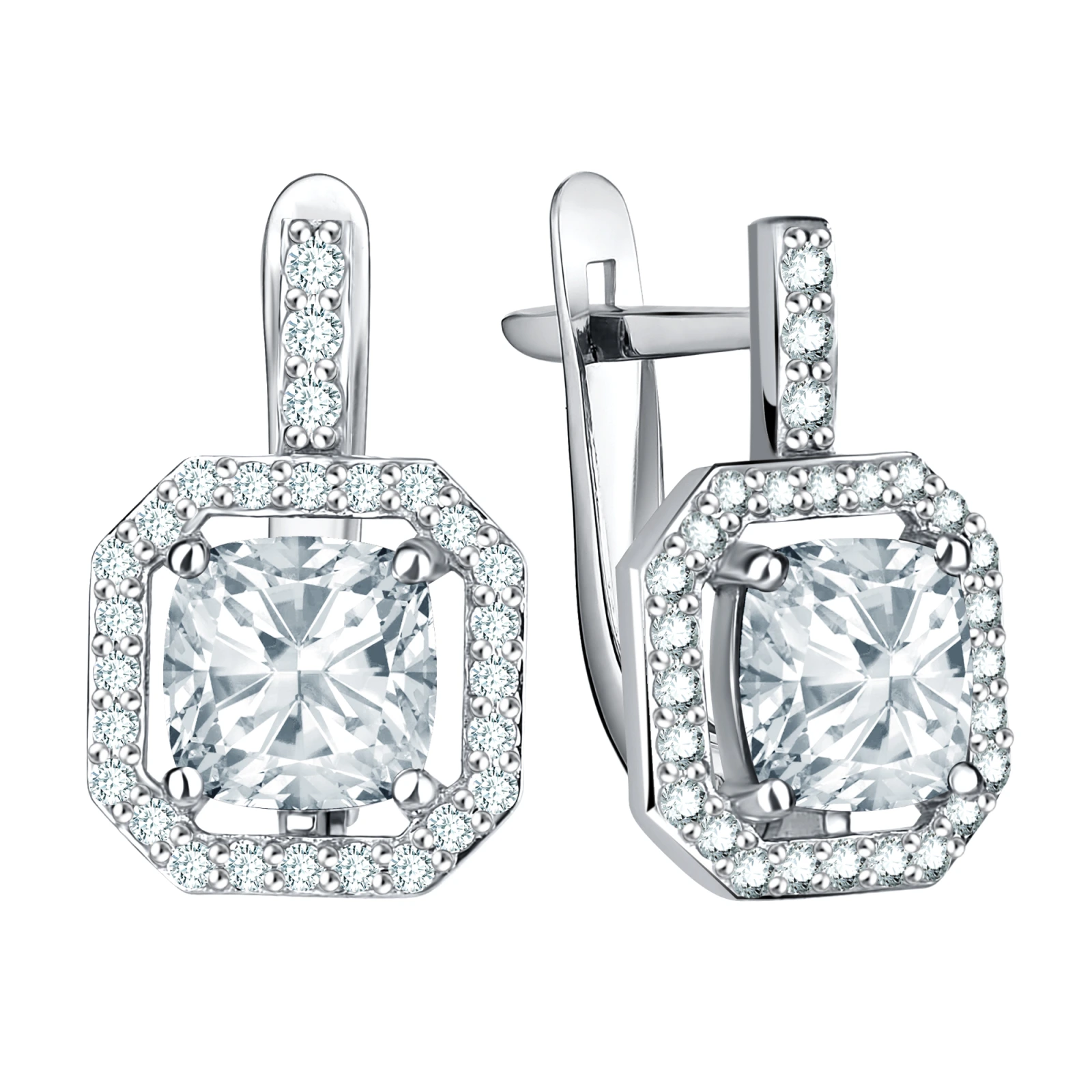 Серьги из серебра с фианитами
