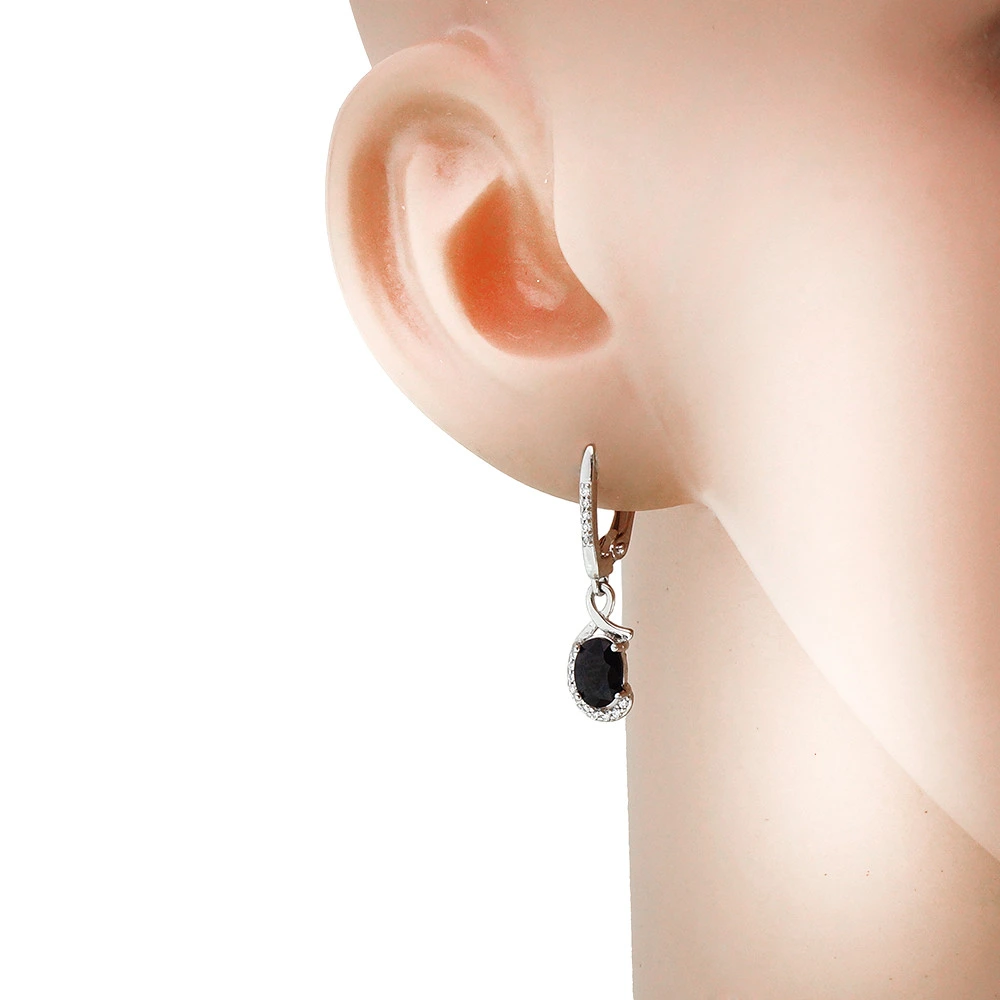 Серьги из серебра с корундами и цирконием
