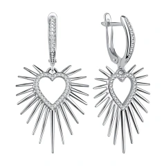 Серьги из серебра с фианитами