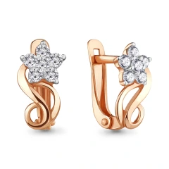 Серьги из красного золота 585 пробы с фианитами