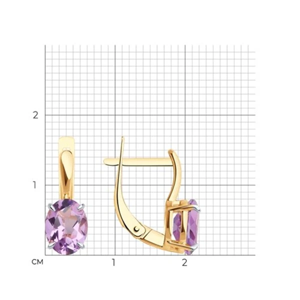 Серьги из красного золота с аметистами