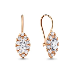 Серьги из красного золота 585 пробы с фианитами