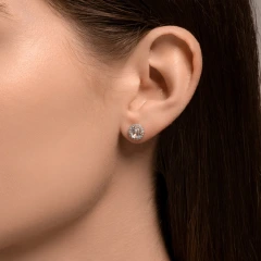 Серьги пусеты из красного золота с топазами и фианитами