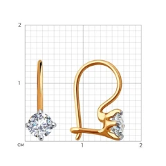 Серьги из красного золота 585 пробы с фианитами