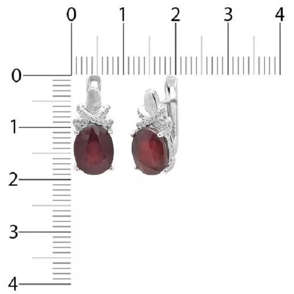 Серьги из серебра с корундами и цирконием