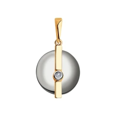 Подвеска из красного золота с бриллиантом и керамикой