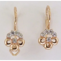 Серьги из красного золота с фианитами