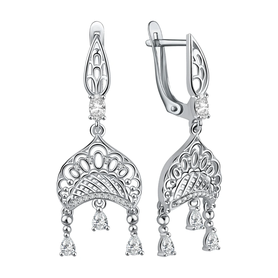 Серьги из серебра с фианитами