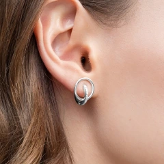 Серьги конго из белого золота с бриллиантами