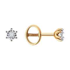 Серьги-пусеты из красного золота с бриллиантами
