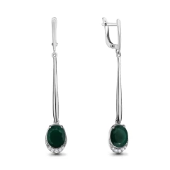 Серьги из серебра с агатами и фианитами
