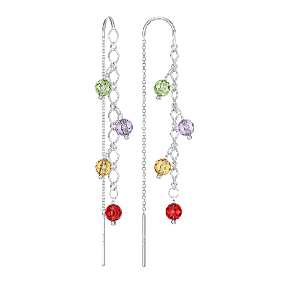 Серьги из серебра с миксом камней