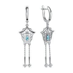 Серьги из серебра с фианитами