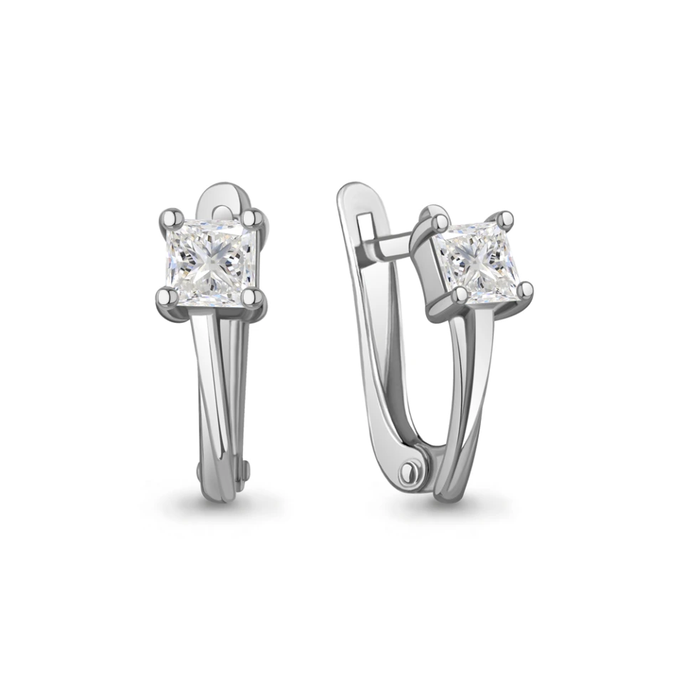 Серьги из серебра с фианитами