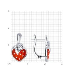 Серьги из серебра с эмалью и фианитами