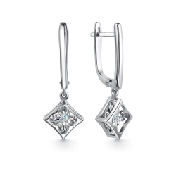 Серьги из белого золота с танцующим бриллиантом