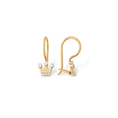 Серьги «Короны» из красного золота 585 пробы с фианитами