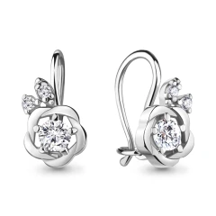 Серьги из серебра с фианитами