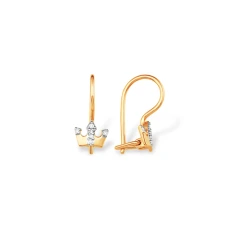 Серьги «Короны» из красного золота 585 пробы с фианитами