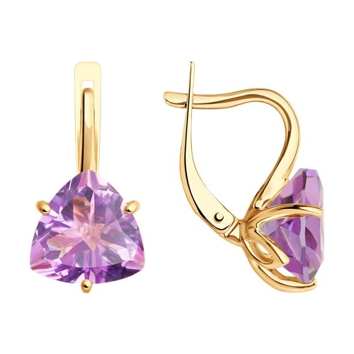 Серьги из красного золота с аметистами