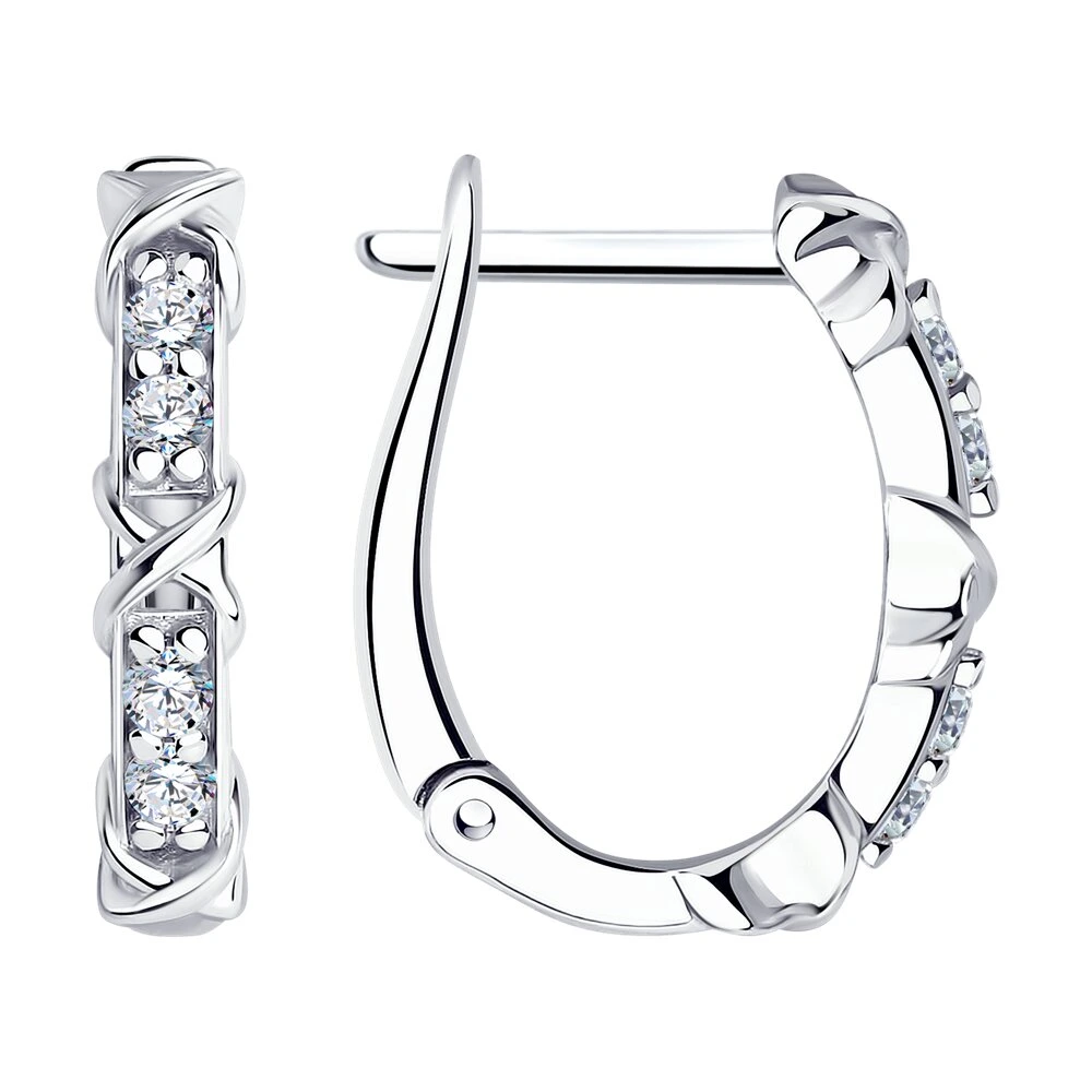Серьги из серебра с фианитами