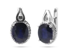Серьги из серебра с корундами и цирконием