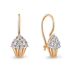Серьги из красного золота 585 пробы с фианитами