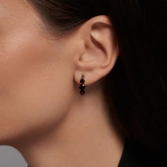 Серьги из красного золота с гранатами и фианитами