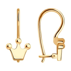 Серьги «Корона» из красного золота 585 пробы