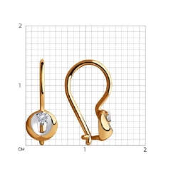 Серьги из красного золота с фианитами