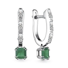 Серьги из серебра с агатами и фианитами