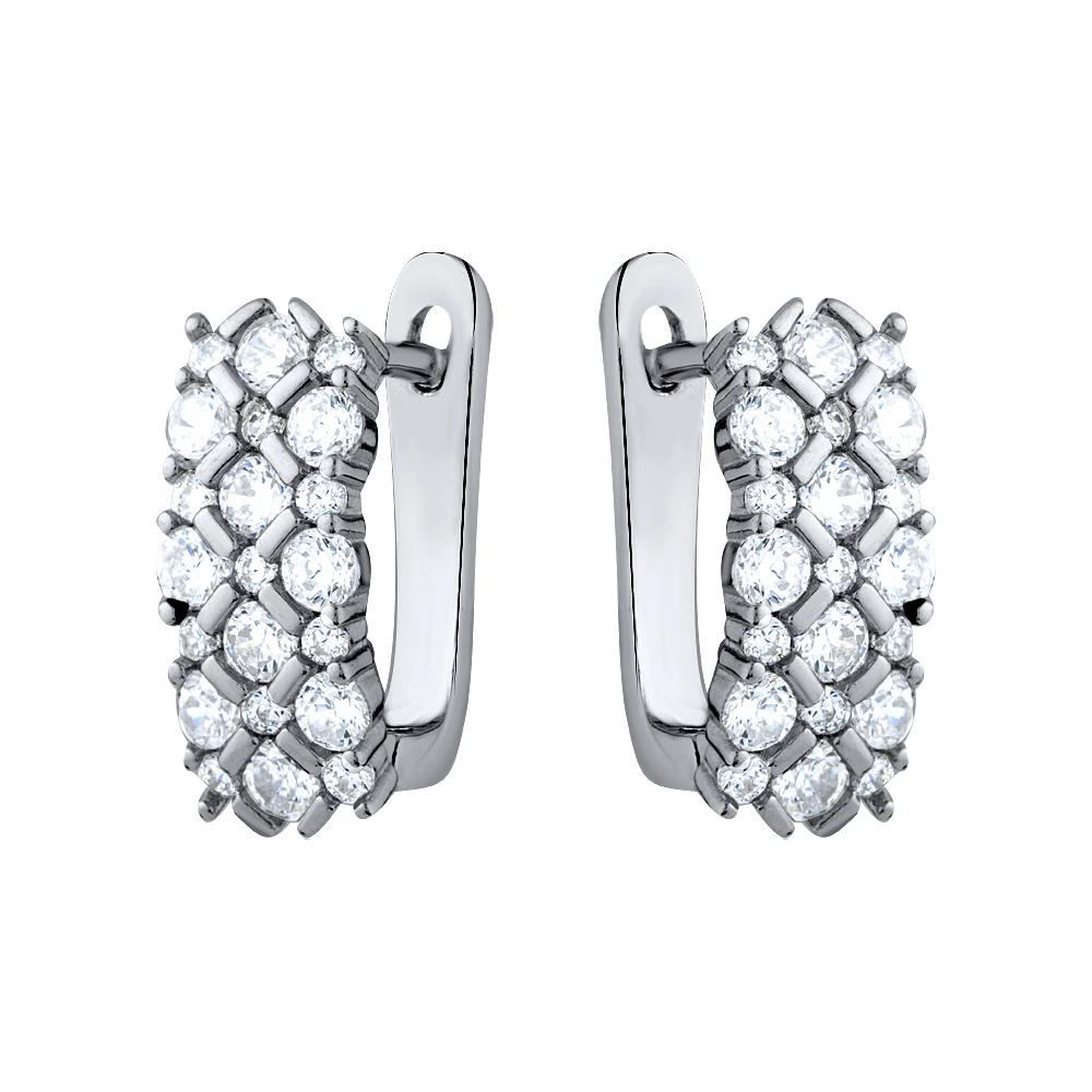 Серьги из серебра с фианитами