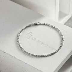 Браслет из белого золота, плетение «Нонна»