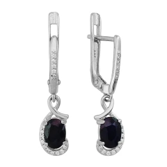 Серьги из серебра с корундами и цирконием