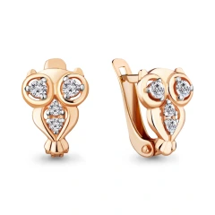 Серьги из красного золота 585 пробы с фианитами