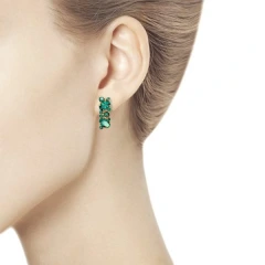 Серьги из красного золота с гидротермальными изумрудами