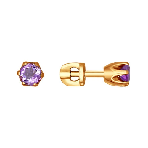 Серьги из красного золота с аметистами