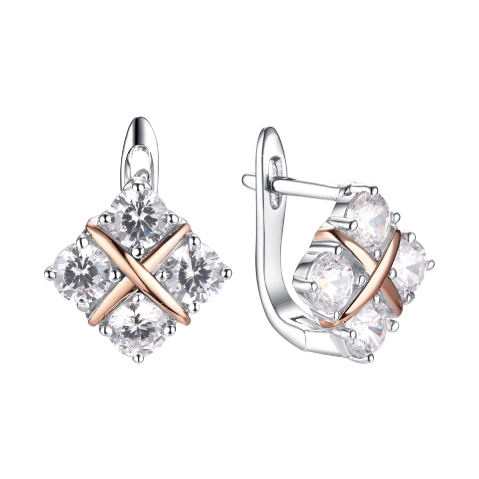 Серьги из серебра с фианитами