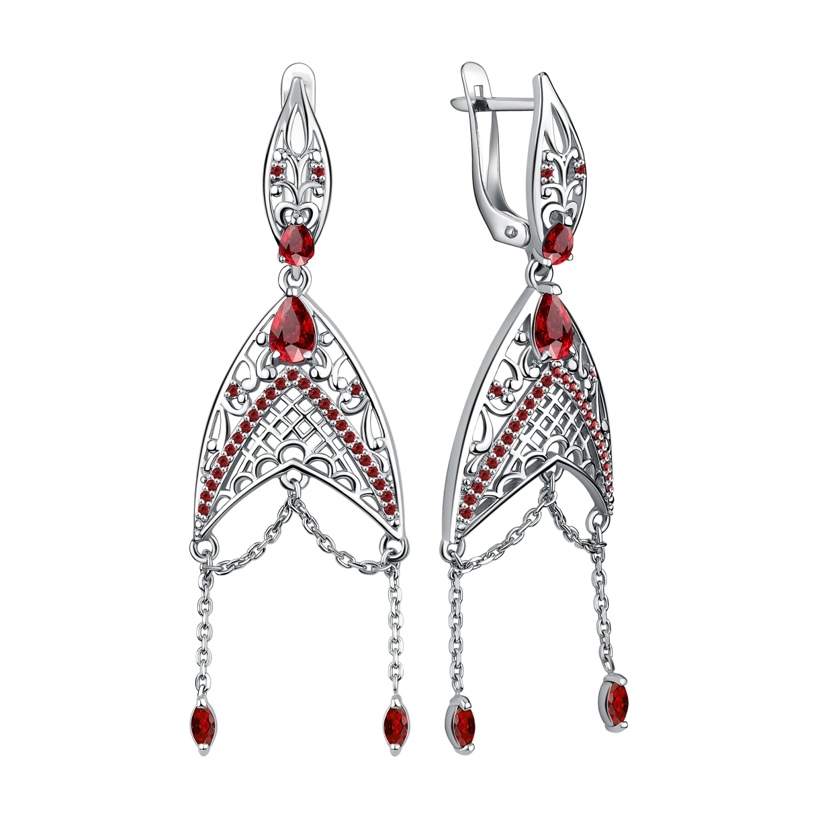 Серьги из серебра с фианитами