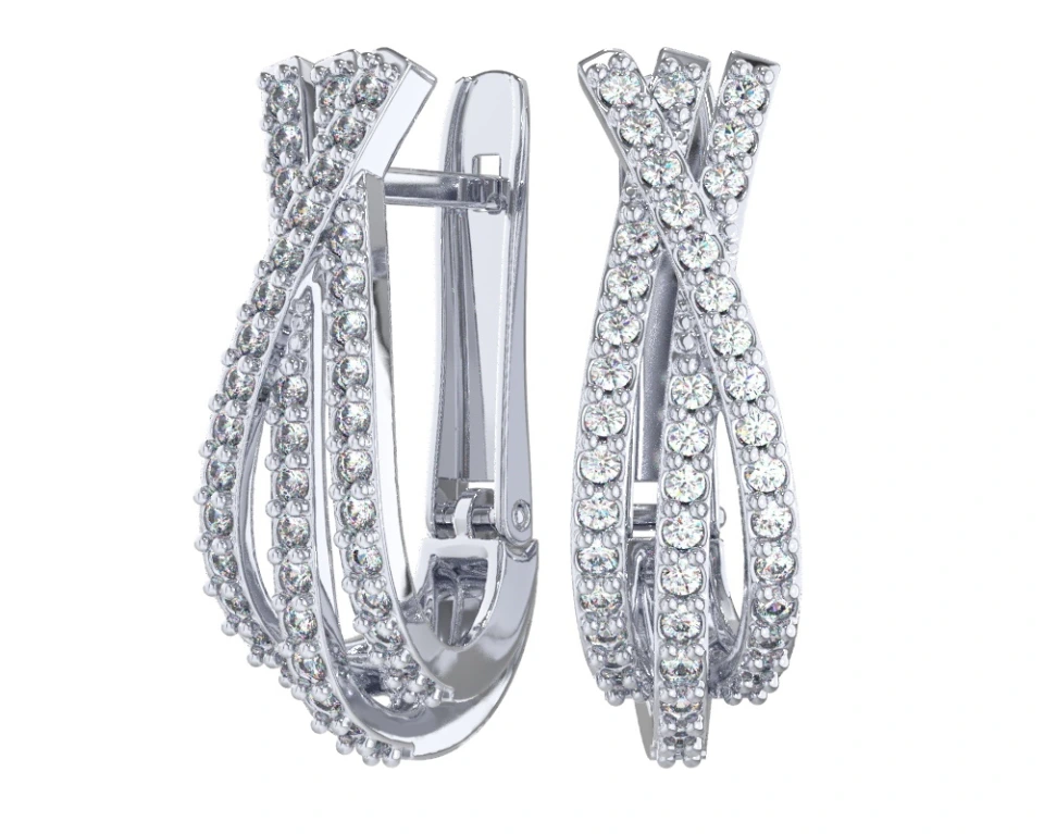 Серьги из серебра с фианитами
