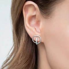Серьги конго из белого золота с бриллиантами