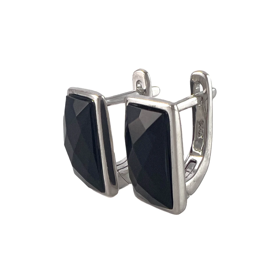 Серьги из серебра с ониксом