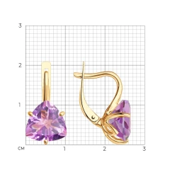 Серьги из красного золота с аметистами