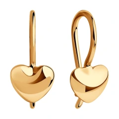 Серьги «Сердечки» из красного золота 585 пробы