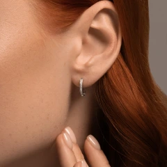 Серьги конго из белого золота с бриллиантами