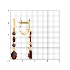 Серьги из красного золота с гранатами